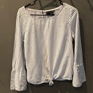 Nanette Lepore size small striped slit bell sleeved blouse with studded details